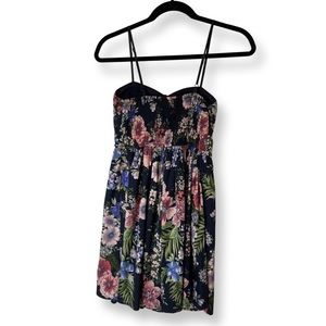 Band of Gypsies Black Spaghetti Strap Floral Mini Dress - with Pockets!